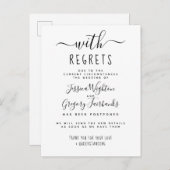 後悔と白黒の延期結婚の インビテーションポストカード (正面/裏面)