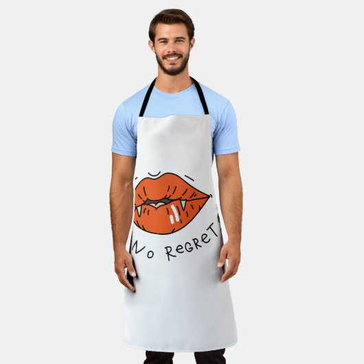 後悔なし赤い唇バレンタイン エプロン (着用した状態)