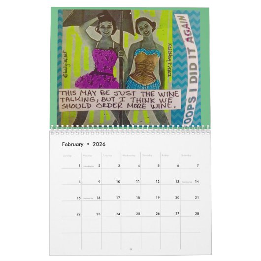 後悔のカレンダーを持つ無しために予定される悪い女の子 カレンダー (2月 2026)