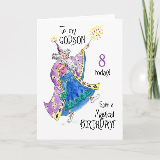 後援者の8歳の誕生日カード 魔術師 カード (正面)