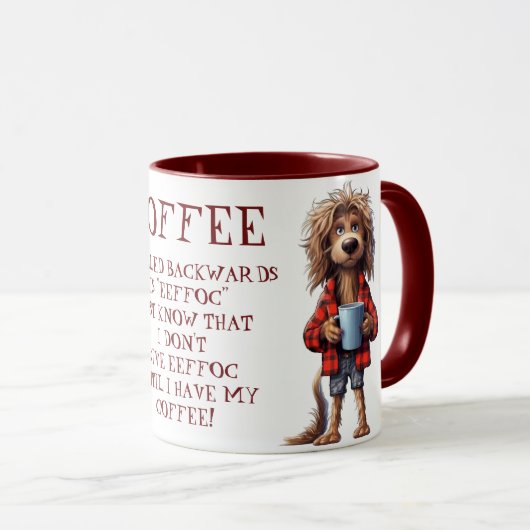 後方おもしろいに綴った漫画の犬のコーヒー マグカップ (正面右)