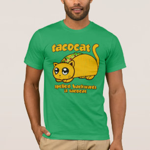 後方に綴られるおもしろいなTacocat Tシャツ