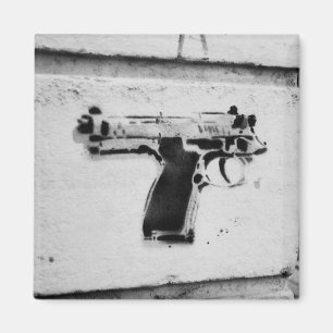 後方に銃のステンシル落書きの芸術の冷蔵庫用マグネット マグネット