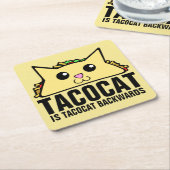 後方のTacocat スクエアペーパーコースター (アングル)