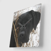 後期狩り – ブラックラボ – ラブラドール スクエア壁時計 (傾斜)