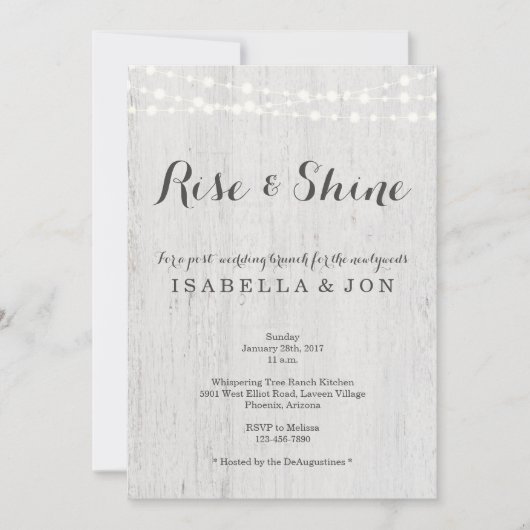 後素朴なポストの結婚式のブランチの朝 招待状 (正面)