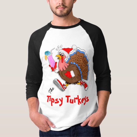 後走られるクリスマスよろよろしているトルコ- Tシャツ (正面)
