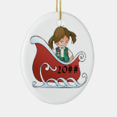 後輩のそりのブルネット セラミックオーナメント (右)