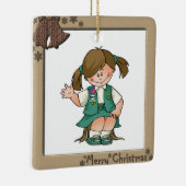 後輩のブルネットのフレーム鐘 セラミックオーナメント (右)