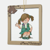 後輩のブルネットのフレーム鐘 セラミックオーナメント (左)