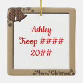 後輩のブルネットのフレーム鐘 セラミックオーナメント (裏面)