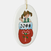 後輩のミトンのブルネット セラミックオーナメント (右)