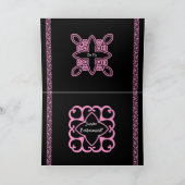 後輩の新婦付添人の招待の-ピンク及び黒いアールデコ 招待状 (内部)