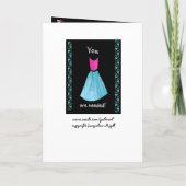 後輩の新婦付添人の招待状のピンク及び青いガウン 招待状 (裏面)