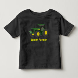 "後輩の農家"および緑のトラクター トドラーTシャツ
