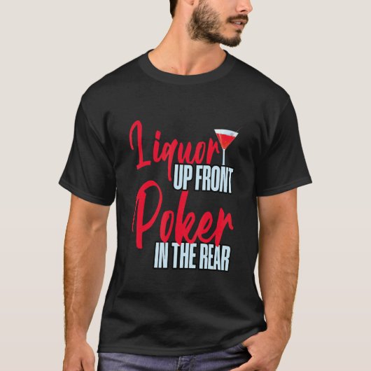 後部の前面トランプのポーカーの酒類 Tシャツ (正面)