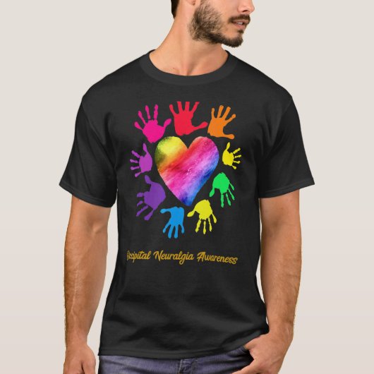 後頭神経痛認識度手後頭起伏 Tシャツ (正面)