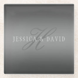 徐々に変化するグラデーショングレー 任意の名前 ガラスコースター