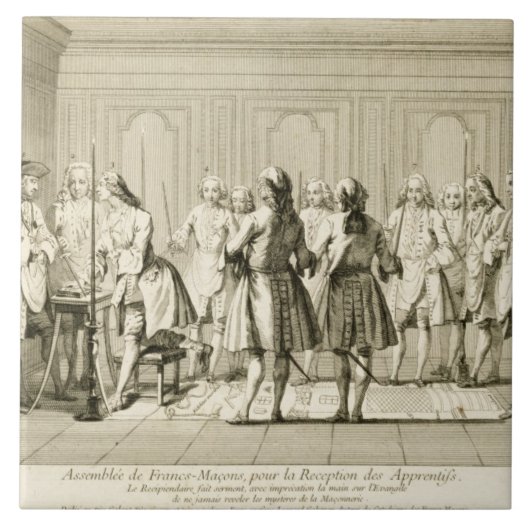 徒弟を始める自由な石大工のアセンブリ タイル (正面)