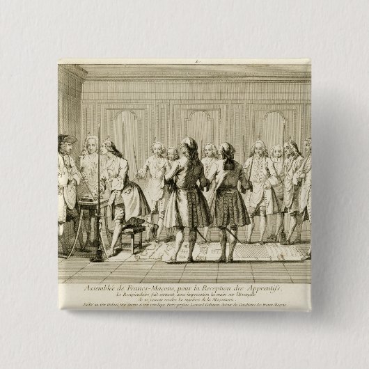 徒弟を始める自由な石大工のアセンブリ 缶バッジ (正面)