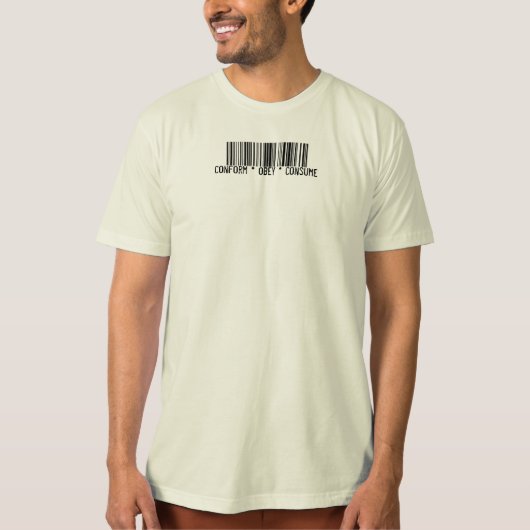 従います消費しますバーコードを合わせて下さい Tシャツ (正面)