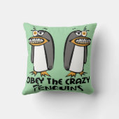 従って下さい熱狂するなペンギン(緑)に クッション (裏面)