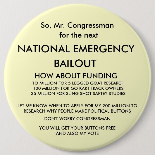 従って、Congressman氏、 缶バッジ (正面)