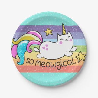 従ってMeowgicalのかわいいユニコーンの子猫のグリッターの輝き ペーパープレート