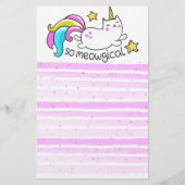 従ってMeowgicalのかわいいユニコーンの子猫のグリッターの輝き 便箋 (正面)