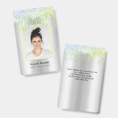 従カスタム業員グリッターのドリップ緑のシルバー名 バッジ (表裏)