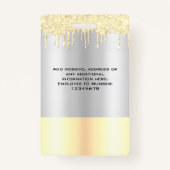 従カスタム業員グリッターのドリップ黄色の金ゴールド名 バッジ (裏面)