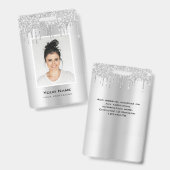 従カスタム業員グリッタードリップシルバー·グレー名 バッジ (Front & Back)