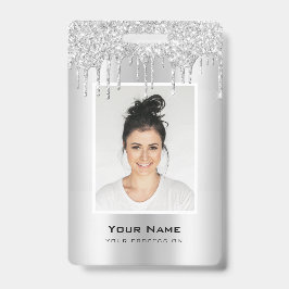 従カスタム業員グリッタードリップシルバー·グレー名 バッジ