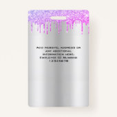 従カスタム業員グリッタードリップ紫銀色名 バッジ (裏面)