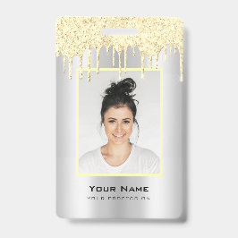 従カスタム業員グリッタードリップ黄色の灰色の名前 バッジ