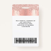 従カスタム業員グリッタードロップバラ金ゴールド名 バッジ (裏面)