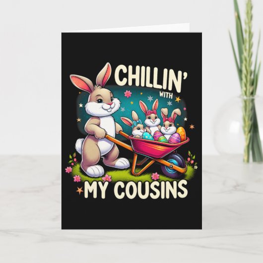 従兄弟たちと一緒に過ごす楽しいイースター  デー 家族で カード (正面)