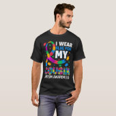 従兄弟の自閉症意識の子供のための青を着てB Tシャツ (正面フル)