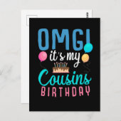 従兄弟の誕生日ケーキおもしろ風船男子子供パーティー ポストカード (正面/裏面)