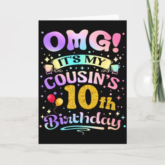 従兄弟の10歳の誕生日おめでとう 10歳になっちゃった カード (正面)