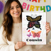 従兄弟の30歳の誕生日バタフライフラワーズカード カード