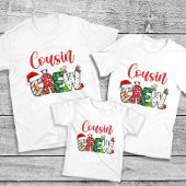 従兄弟クリスマスファミリーパジャマ前面と背面 Tシャツ