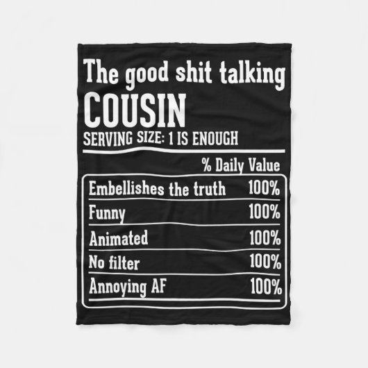 従兄弟クルー栄養事実The Good -talking Co フリースブランケット (正面)