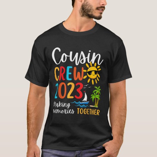 従兄弟クルー2023夏休みビーチ家族 Tシャツ (正面)