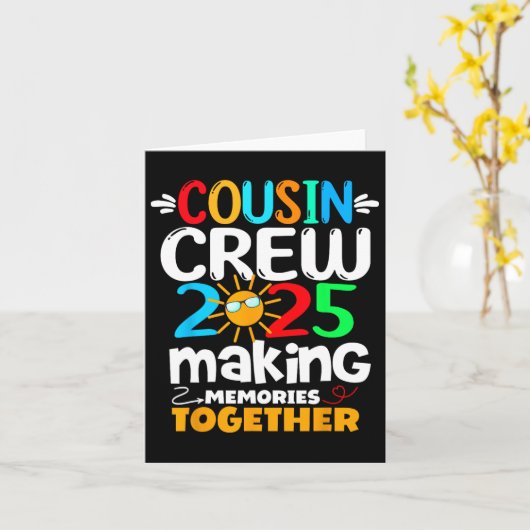 従兄弟クルー2025家族おもしろい旅行で思い出を作る カード (黄色い花)