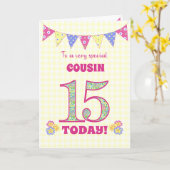 従兄弟15誕生日Primrosesバンティングカード カード (黄色い花)