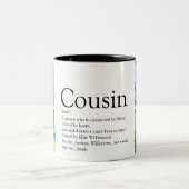 従兄弟4フォトモダンおもしろいクール定義 ツートーンマグカップ (中央)