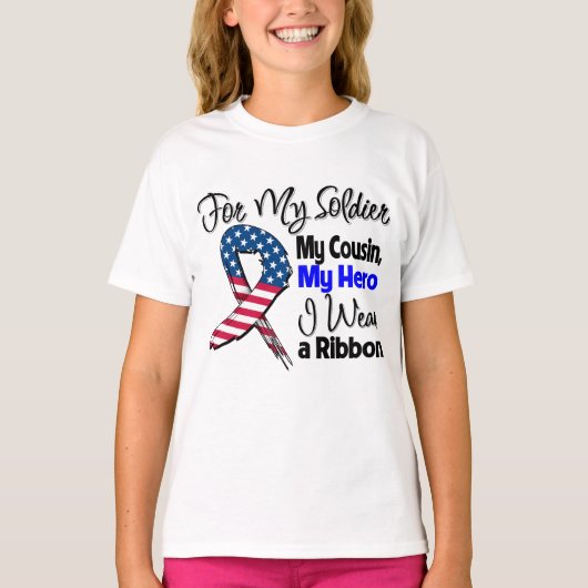 従兄弟 – 私の兵士,私のヒーロー愛国的なリボン Tシャツ (正面)