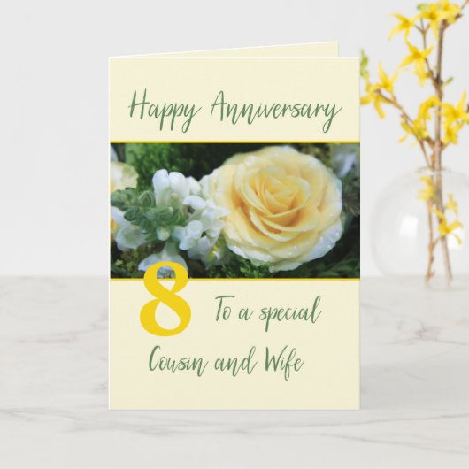 従姉妹と妻のカスタマイズ可能な記念日 カード (黄色い花)