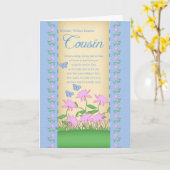 従姉妹のバースデーカードの花と蝶 カード (黄色い花)